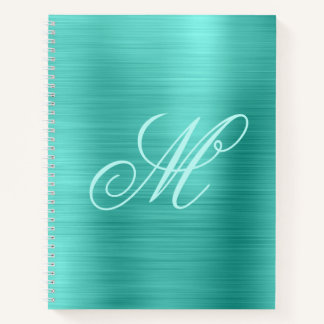 Pastell-Fancy-Monogramm Türkisfolie Notizbuch