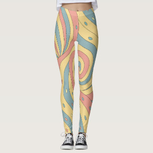 Pastell-Farbene Bonbon-Wirbel-Muster mit Streuseln Leggings