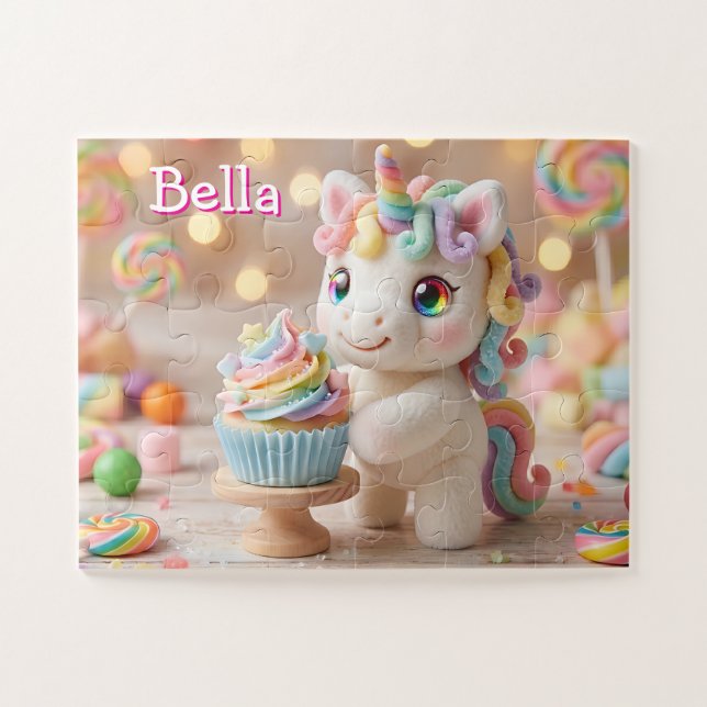 Pastell-Farbene Einhorn mit Regenbogen-Cupcake (Horizontal)