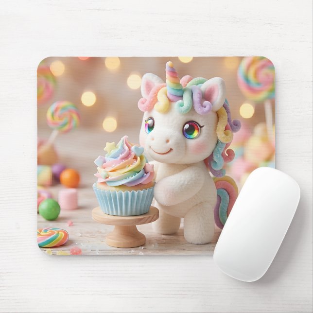 Pastell-Farbene Einhorn mit Regenbogen-Cupcake Mousepad (Mit Mouse)