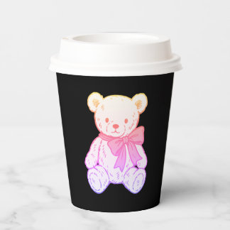 Pastell-farbenes gruselig süßes Teddybär nahtloses Pappbecher