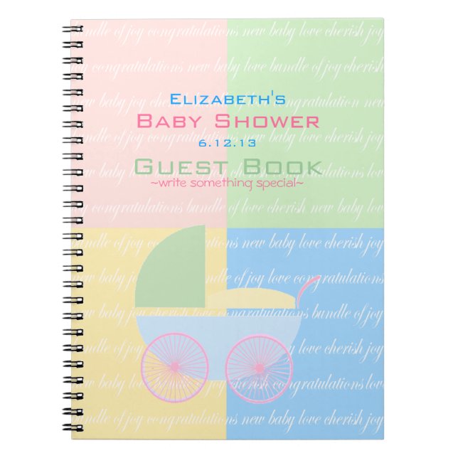 Pastell farbiges Babyparty-Gast-Buch Notizblock (Vorderseite)