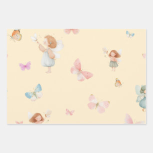 Pastell-Fee-Muster Süßes Schmetterlings-Nursery-De Geschenkpapier Set