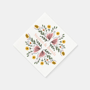 Pastell-Feminin-Blumenmuster-Individueller Name El Serviette