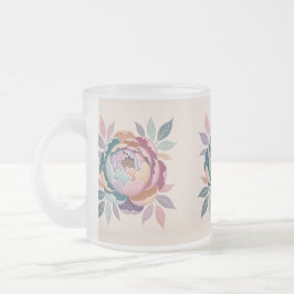 Pastell Floral Creme Mattiert Glass Tasse
