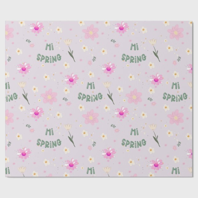 Pastell Floral Hi Spring Wrapping Paper Geschenkpapier (Flach)