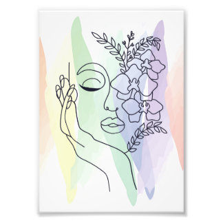 Pastell floral line Art Fantastische Bergwelten Fotodruck