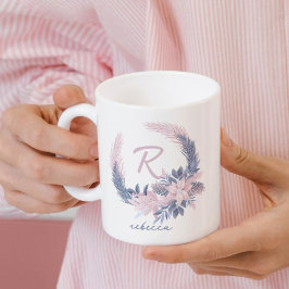 Pastell Floral Monogram Winter Tasse Individuelle 