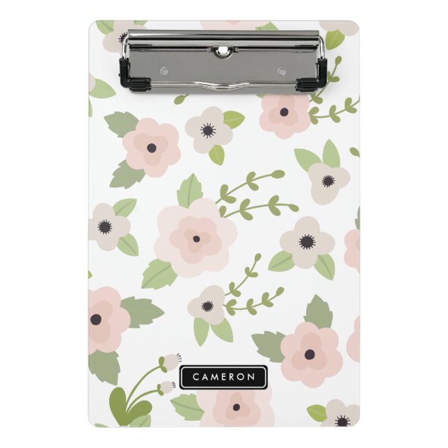 Pastell floral Muster Personalisiert Mini Clipboar Mini Klemmbrett (Vorderseite)