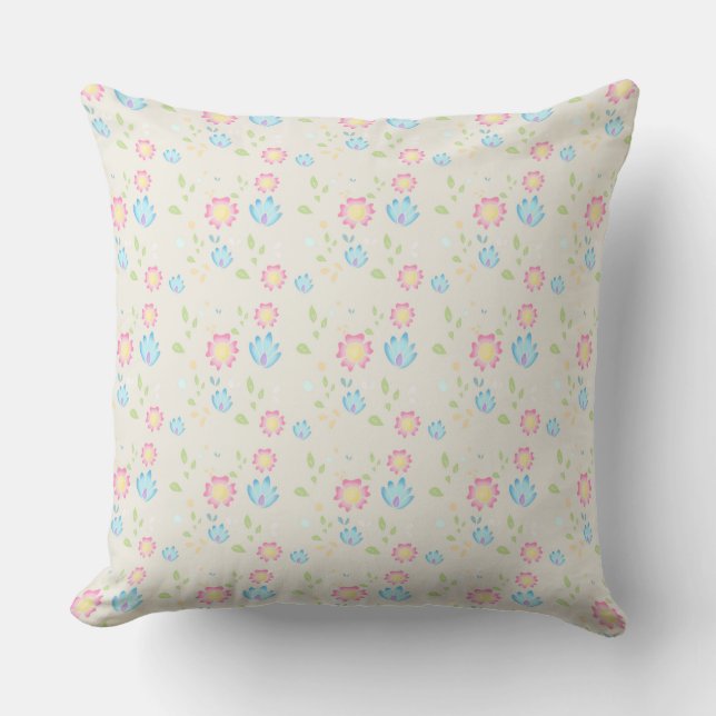 Pastell Floral Nahtloses Muster Kissen (Vorderseite)
