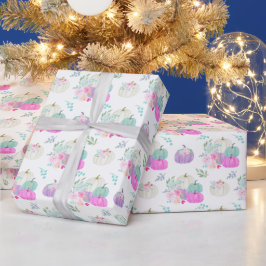 Pastell Floral Pumpkins in Rosa, Lila und Blau Geschenkpapier