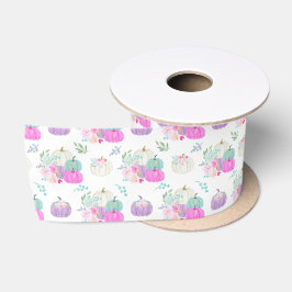 Pastell Floral Pumpkins in Rosa, Lila und Blau Satinband