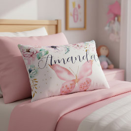 Pastell, floral und Schmetterling personalisiert Dekokissen
