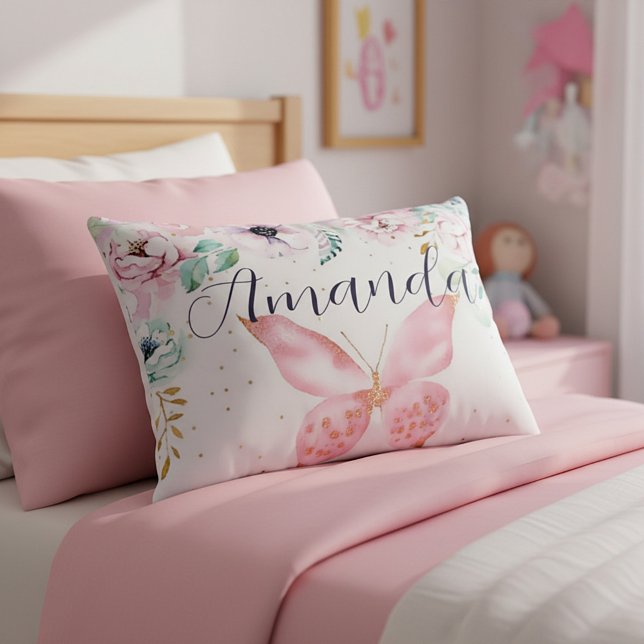 Pastell, floral und Schmetterling personalisiert Dekokissen (Von Creator hochgeladen)