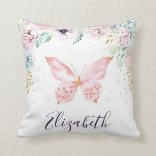 Pastell, floral und Schmetterling personalisiert Kissen
