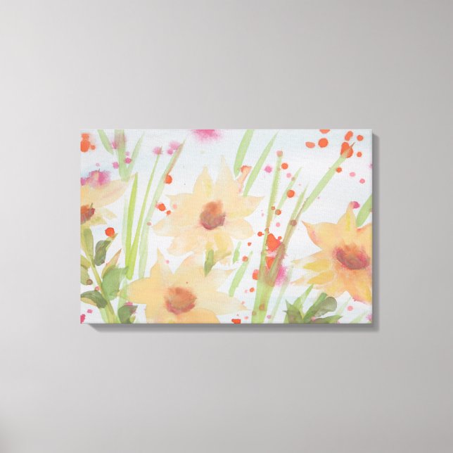 Pastell Floral Watercolor Leinwanddruck (Vorderseite)
