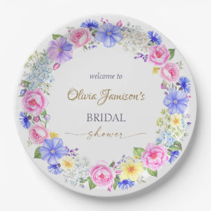 Pastell Floral Wreath Brautparty Collection Pappteller