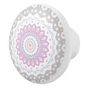 Pastell-Frühlings-Mandala-Muster in sanfter Symmet Keramikknauf