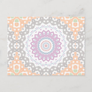 Pastell-Frühlings-Mandala-Muster in sanfter Symmet Postkarte