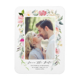 Pastell Frühlingsblütenrahmen Save the Date Magnet