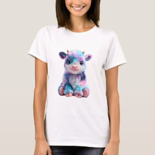 Pastell-Galaxie Zuckerwatte-Plüschkuh Frauen T-Shirt