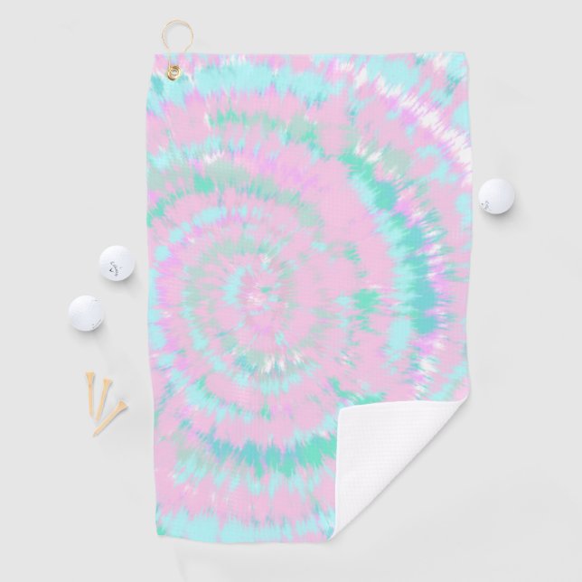 Pastell Gefärbte Krawatte Muster Pink Aqua Minze G Golfhandtuch (Insitu)