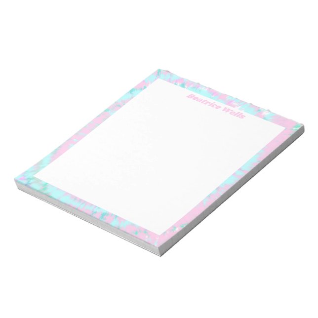 Pastell Gefärbte Krawatte Muster Pink Aqua Minze G Notizblock (Rotiert)