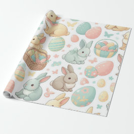 Pastell gefärbte Osterbüschen und Ostereier Geschenkpapier