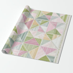 Pastell-Geometrisches Cottagecore-Quiltmuster Geschenkpapier