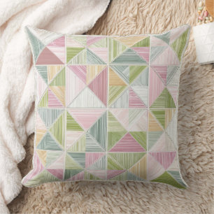 Pastell-Geometrisches Cottagecore-Quiltmuster Kissen