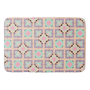 Pastell-Geometrisches Fliesenmuster Rosa Mint Li Badematte