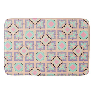 Pastell-Geometrisches Fliesenmuster | Rosa Mint Li Badematte