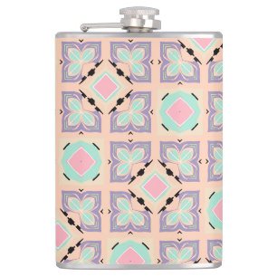 Pastell-Geometrisches Fliesenmuster Rosa Mint Li Flachmann