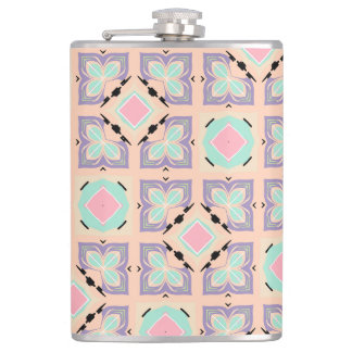 Pastell-Geometrisches Fliesenmuster | Rosa Mint Li Flachmann