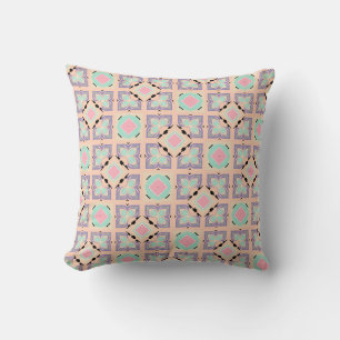 Pastell-Geometrisches Fliesenmuster Rosa Mint Li Kissen