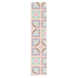 Pastell-Geometrisches Fliesenmuster | Rosa Mint Li Kurzer Tischläufer