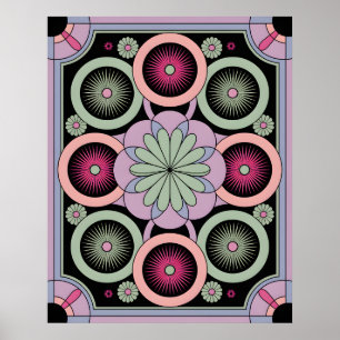 Pastell-Geometrisches Mandala-Blühen Poster