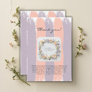 Pastell-Geschlechtsneutrale Wildblumen-Baby-Party Dankeskarte