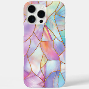 Pastell gestanztes Glas Gold Linien iPhone 16 Pro Max Hülle