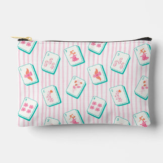 Pastell gestreifte Mahjong-Kosmetik und Zubehörtasche