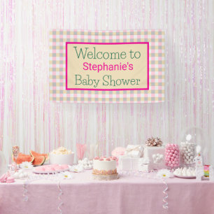 Pastell-Gingham-Karogestaltung für Veranstaltungen Banner