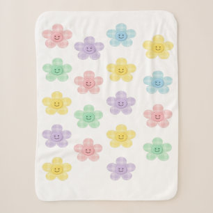 Pastell-Gingham-Lächelnde Blumen Süße Decke  Sherpadecke