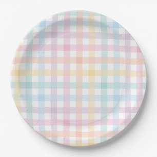 Pastell-Gingham-Papierplatte Pappteller