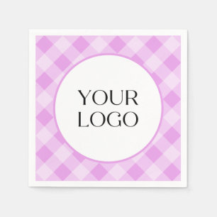 Pastell Gingham Servietten Ihr Logo hier Lila