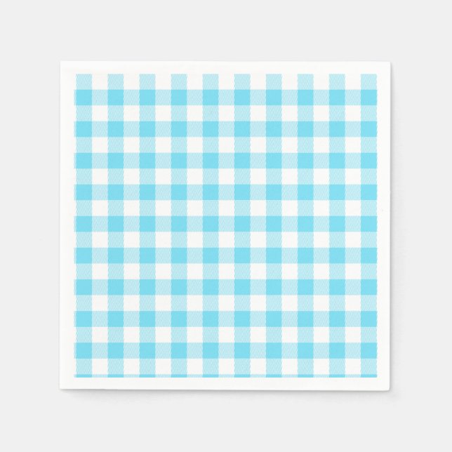 Pastell-Ginghamservietten Blau Serviette (Vorderseite)