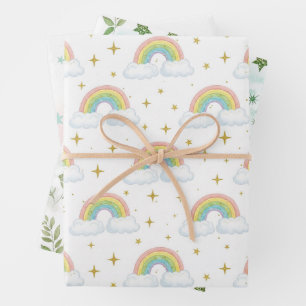 Pastell Glitter Ombre Regenbogenfarben Muster  Geschenkpapier Set