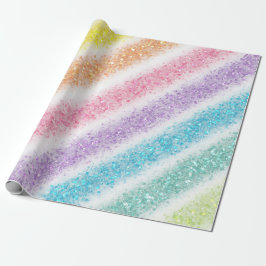 Pastell Glitter Regenbogen Geschenkpapier
