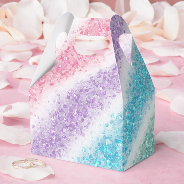 Pastell Glitter Regenbogen Geschenkschachtel (Hochzeit)