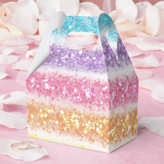 Pastell Glitter Regenbogen Geschenkschachtel (Hochzeit)