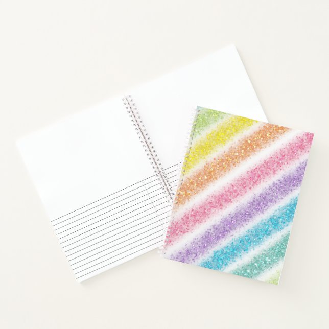 Pastell Glitter Regenbogen Notizbuch (Innenseite)